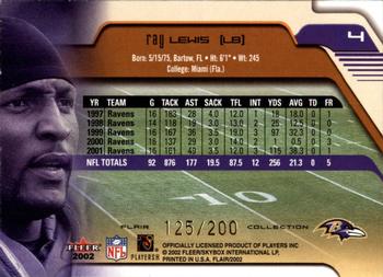 2002 Flair - Collection #4 Ray Lewis Back