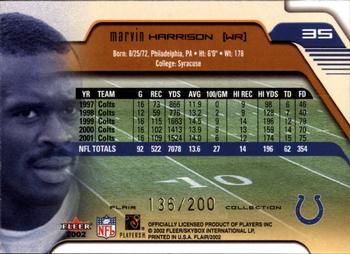 2002 Flair - Collection #35 Marvin Harrison Back