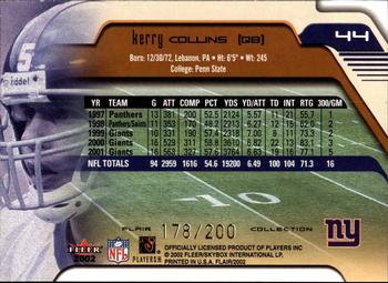 2002 Flair - Collection #44 Kerry Collins Back
