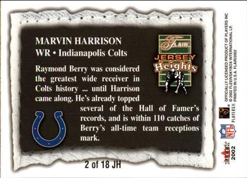 2002 Flair - Jersey Heights #2 JH Marvin Harrison Back