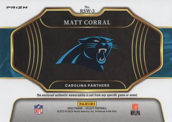 2022 Panini Select - Rookie Swatches Red Prizm #RSW-3 Matt Corral Back
