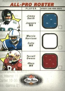 2002 Fleer Box Score - All Pro Roster Jerseys #NNO Jimmy Smith / Marvin Harrison / Terrell Owens Front