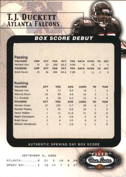2002 Fleer Box Score - Debuts #2 BSD T.J. Duckett Front