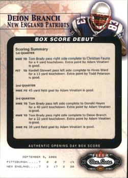 2002 Fleer Box Score - Debuts #4 BSD Deion Branch Front