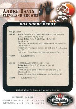 2002 Fleer Box Score - Debuts #10 BSD Andre Davis Front