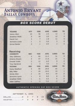 2002 Fleer Box Score - Debuts #12 BSD Antonio Bryant Front