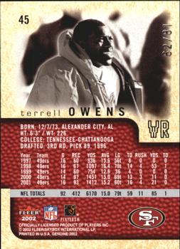 2002 Fleer Genuine - Reflection Descending #45 Terrell Owens Back