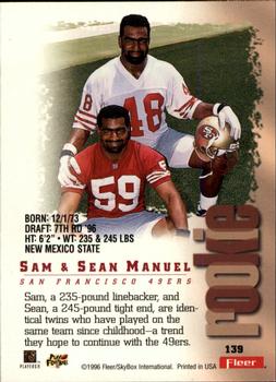 1996 Fleer Metal #139 Sam Manuel / Sean Manuel Back