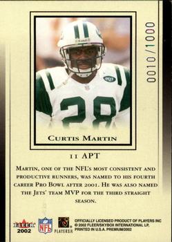 2002 Fleer Premium - All-Pro Team #11 APT Curtis Martin Back