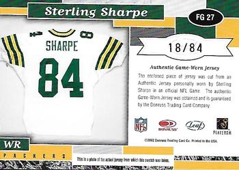 2002 Leaf Certified - Fabric of the Game Autographs #FG 27 Sterling Sharpe Back