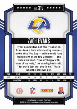 2023 Score #319 Zach Evans Back