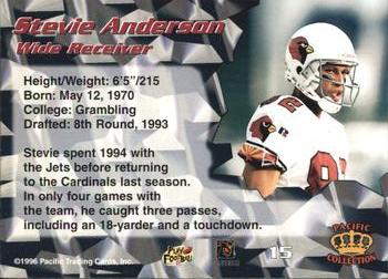 1996 Pacific #15 Stevie Anderson Back