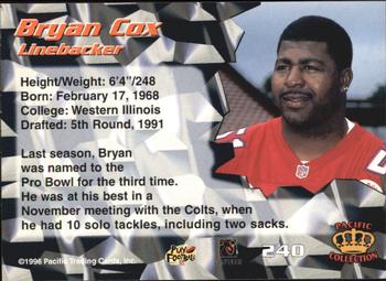 1996 Pacific #240 Bryan Cox Back