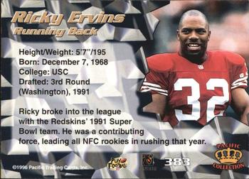 1996 Pacific #383 Ricky Ervins Back