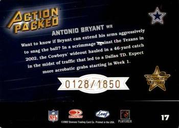 2002 Leaf Rookies & Stars - Action Packed Bronze #17 Antonio Bryant Back
