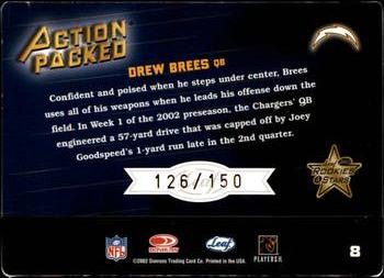 2002 Leaf Rookies & Stars - Action Packed Gold #8 Drew Brees Back