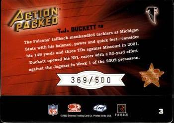 2002 Leaf Rookies & Stars - Action Packed Silver #3 T.J. Duckett Back