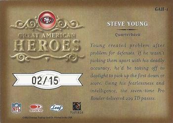 2002 Leaf Rookies & Stars - Great American Heroes Autographs #GAH-1 Steve Young Back