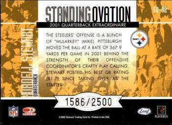 2002 Leaf Rookies & Stars - Standing Ovation #SO-02 Kordell Stewart Back