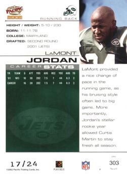 2002 Pacific - Extreme LTD #303 LaMont Jordan Back