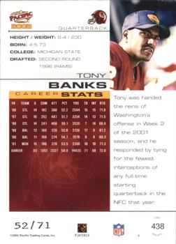 2002 Pacific - LTD #438 Tony Banks Back