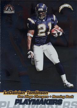 2002 Pacific Adrenaline - Playmakers #18 LaDainian Tomlinson Front