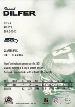 2002 Pacific Adrenaline - Red #255 Trent Dilfer Back
