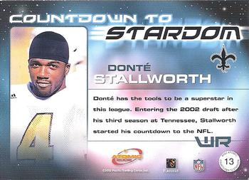 2002 Pacific Atomic - Countdown to Stardom #13 Donte Stallworth Back