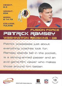 2002 Pacific Atomic - Fusion Force #18 Patrick Ramsey Back
