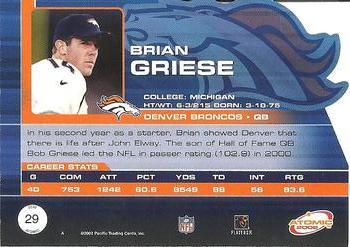 2002 Pacific Atomic - Gold #29 Brian Griese Back