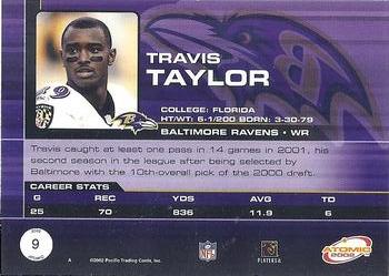 2002 Pacific Atomic - Non Die Cut #9 Travis Taylor Back