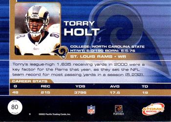 2002 Pacific Atomic - Non Die Cut #80 Torry Holt Back