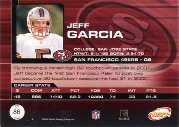 2002 Pacific Atomic - Non Die Cut #86 Jeff Garcia Back