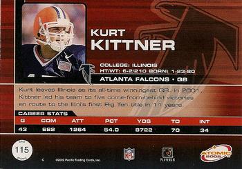 2002 Pacific Atomic - Non Die Cut #115 Kurt Kittner Back