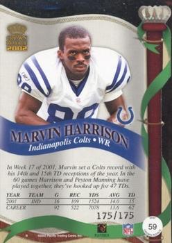 2002 Pacific Crown Royale - Blue #59 Marvin Harrison Back