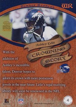 2002 Pacific Crown Royale - Crowning Glory #4 Ashley Lelie Back