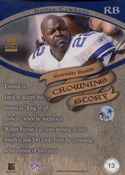 2002 Pacific Crown Royale - Crowning Glory #13 Emmitt Smith Back