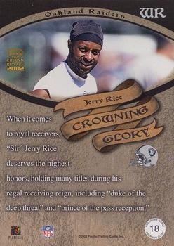 2002 Pacific Crown Royale - Crowning Glory #18 Jerry Rice Back
