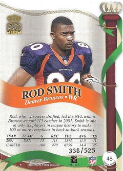 2002 Pacific Crown Royale - Red #45 Rod Smith Back