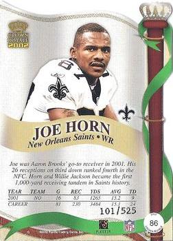 2002 Pacific Crown Royale - Red #86 Joe Horn Back