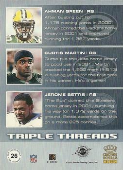 2002 Pacific Crown Royale - Triple Threads Jerseys #26 Ahman Green / Curtis Martin / Jerome Bettis Back