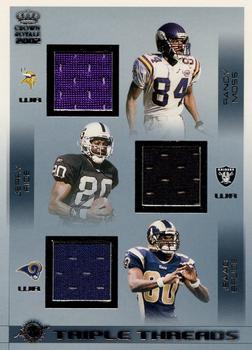 2002 Pacific Crown Royale - Triple Threads Jerseys #29 Randy Moss / Jerry Rice / Isaac Bruce Front