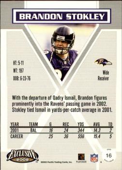 2002 Pacific Exclusive - Gold #16 Brandon Stokley Back