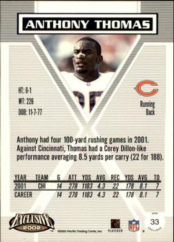 2002 Pacific Exclusive - Gold #33 Anthony Thomas Back