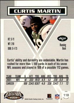 2002 Pacific Exclusive - Gold #118 Curtis Martin Back
