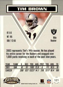 2002 Pacific Exclusive - Gold #121 Tim Brown Back
