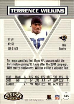 2002 Pacific Exclusive - Gold #145 Terrence Wilkins Back