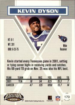 2002 Pacific Exclusive - Gold #170 Kevin Dyson Back