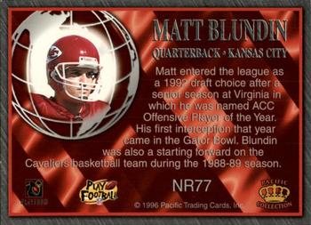 1996 Pacific Crown Royale - NFL Regime #NR77 Matt Blundin Back