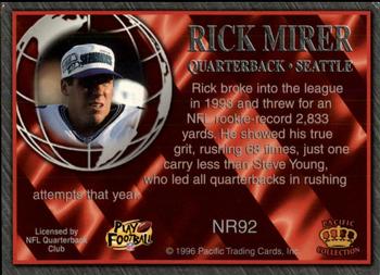 1996 Pacific Crown Royale - NFL Regime #NR92 Rick Mirer Back